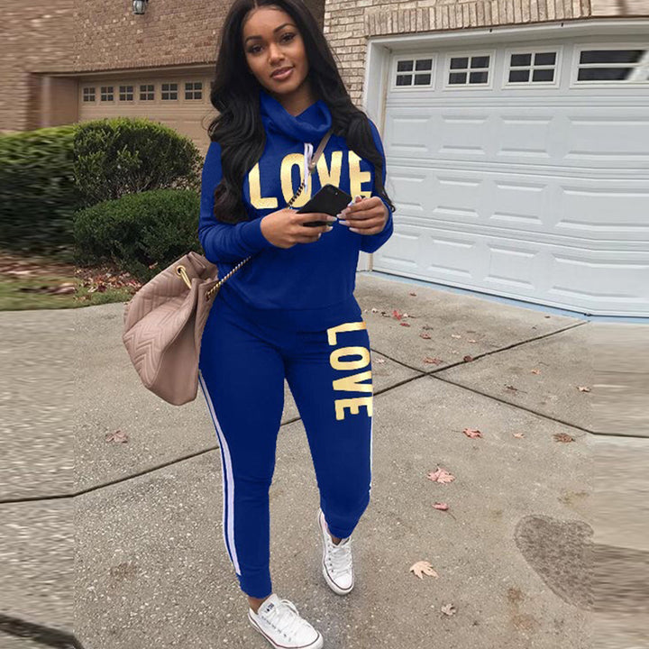 LOVE" Print Hoodie Set