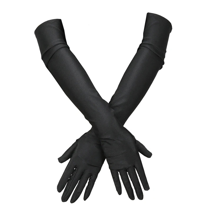 Women Long Gloves Finger Elbow Protection Opera Evening Party Prom Costume Adult Fashion Accessories Breathable Black Mittens