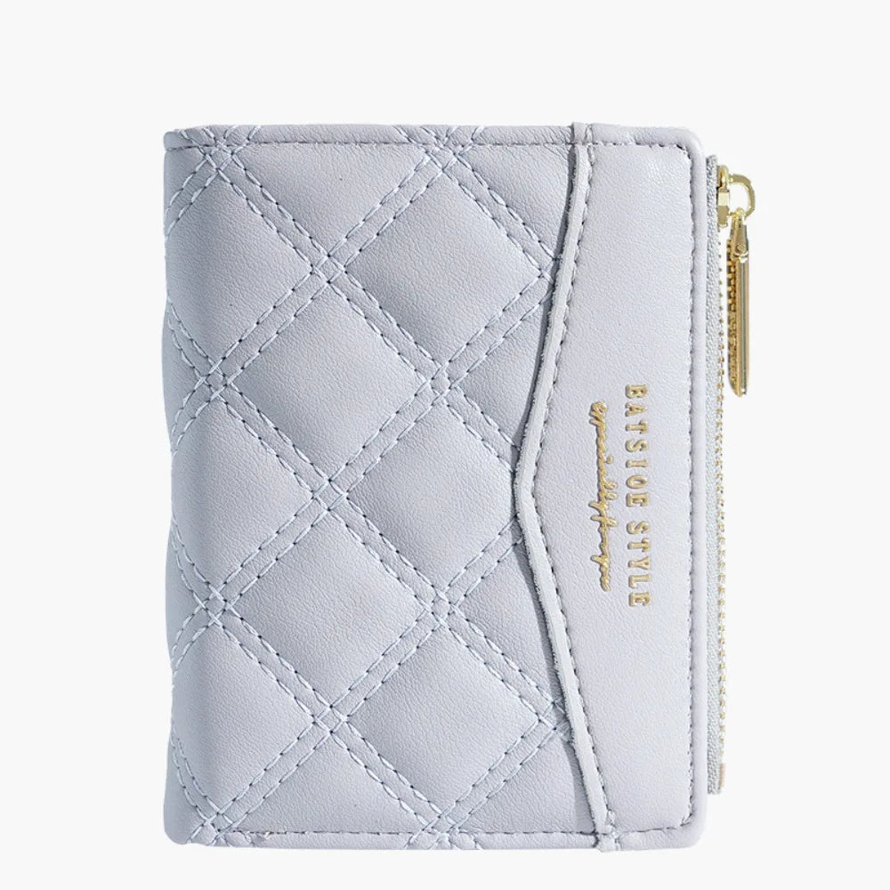 Fashion Embroidery Coin Purse Solid Color PU Short Wallet Zipper Card Bag Women