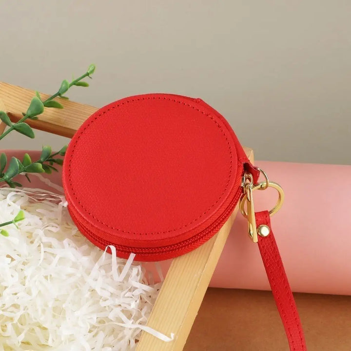 Mini Round Coin Pouch – Solid Color PU Leather Wallet & Accessory Bag