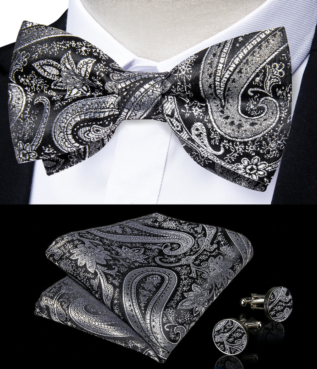 Men’s Pre-tied Bow Tie Set – Wedding & Groom Accessories