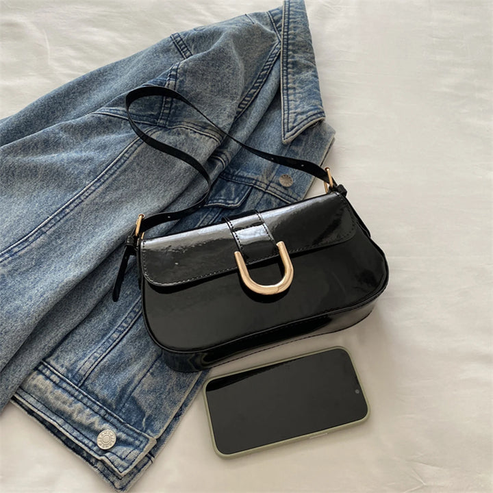 Stylish Shoulder Bag Handbag for Women Lightweight PU Glossy Finish Magnetic Closure Perfect for Daily Commute