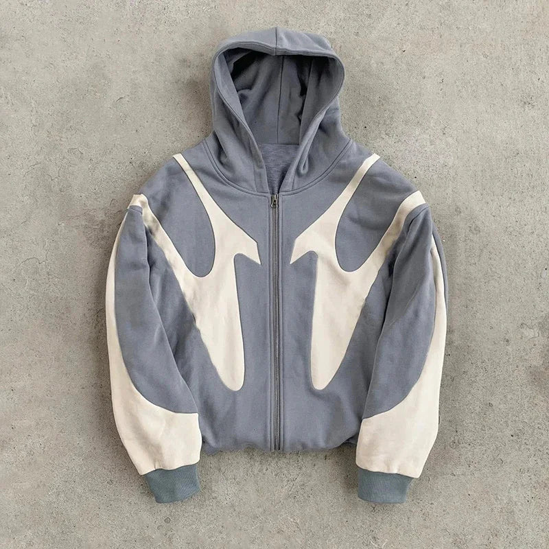 Y2K Devil Letter Zip Hoodie