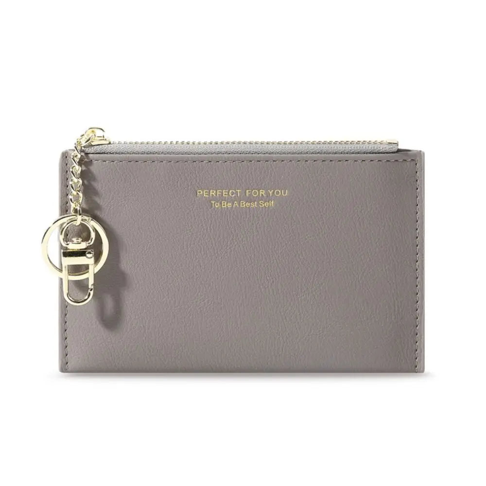 Ultra-Thin PU Leather Wallet – Mini Coin Purse with Keychain