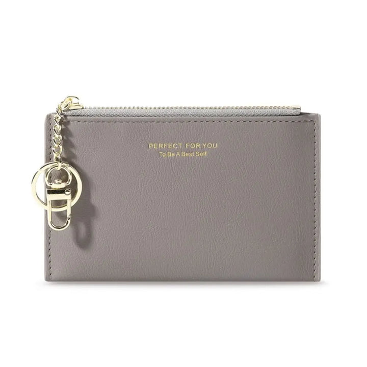 Ultra-Thin PU Leather Wallet – Mini Coin Purse with Keychain