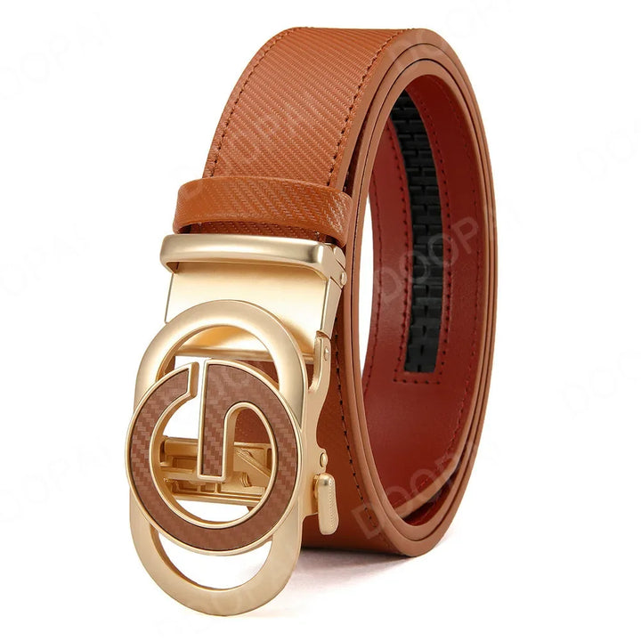 Men's Leather Belts Casual Automatic Buckle Belt Famous Designer Brand Luxury Leather Metal Buckle Cowskin Belts for Jeans Men