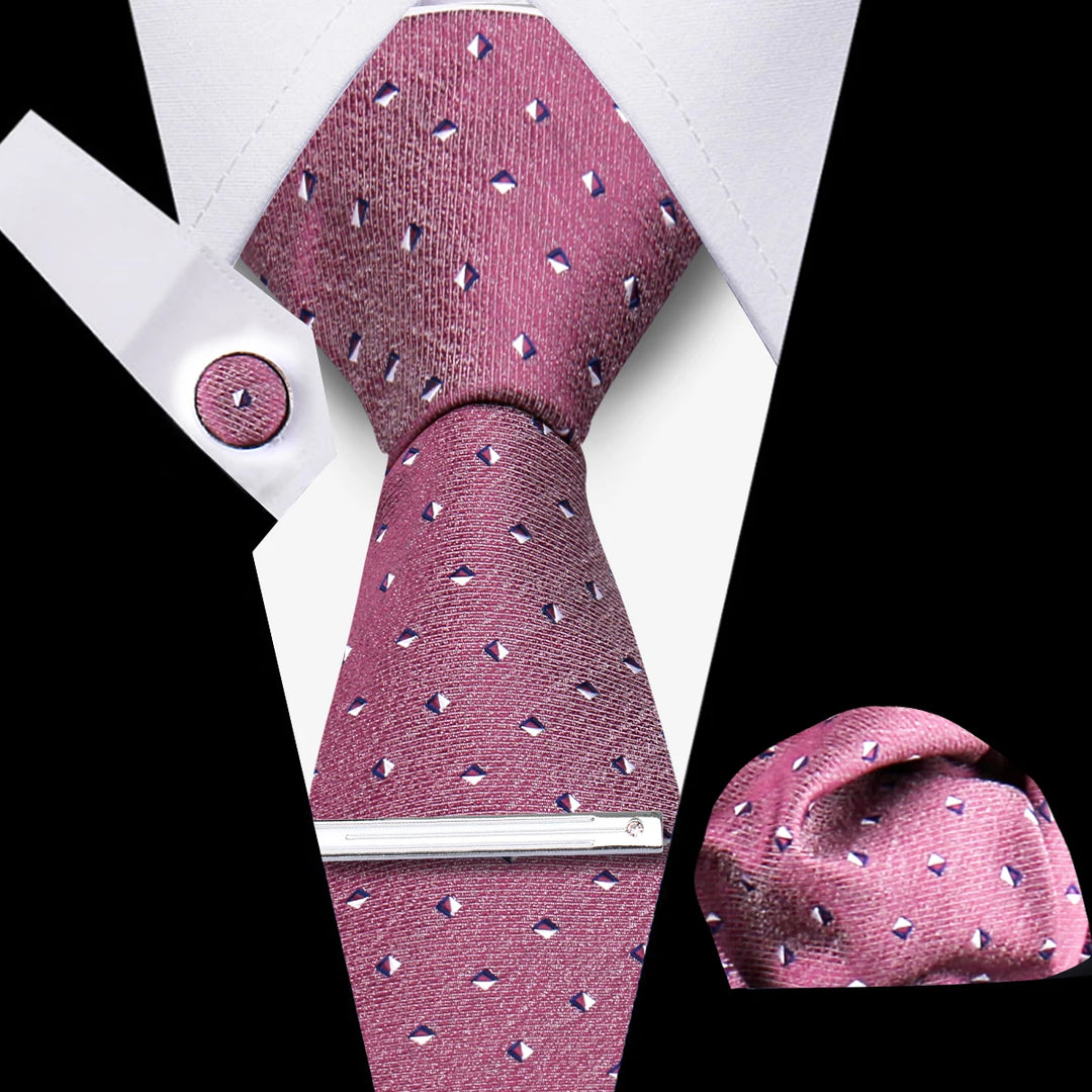 Tie For Men Business Luxury Fashion Necktie Navy Blue 4pcs Set Tie Clip Cufflinks Pocket Square Wedding Suit Accessories Gravata