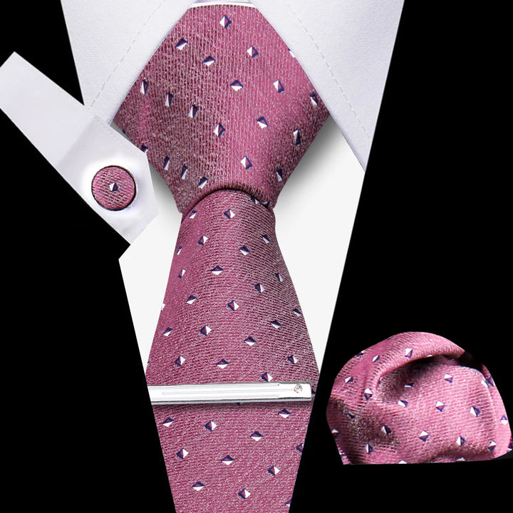 Tie For Men Business Luxury Fashion Necktie Navy Blue 4pcs Set Tie Clip Cufflinks Pocket Square Wedding Suit Accessories Gravata
