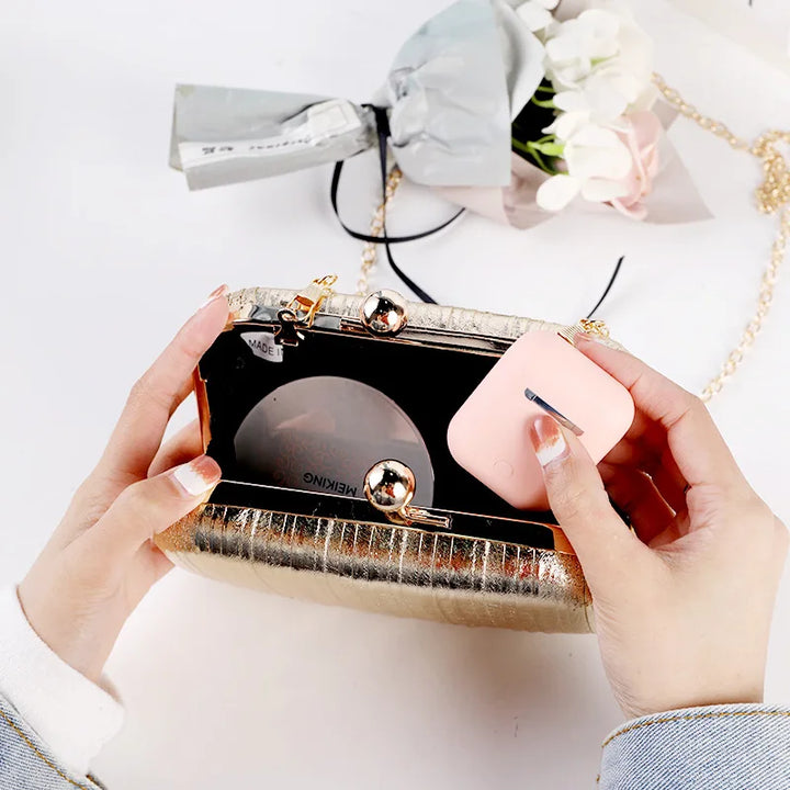Luxury Evening Clutch – Purple Striped Crossbody Shoulder Bag for Women