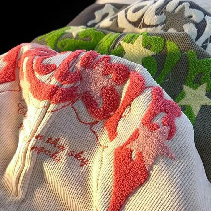 Embroidered Zip-Up Hoodie for Women