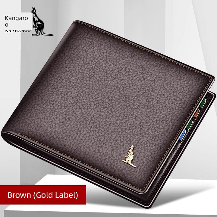 Kangaroo Men First Layer Cowhide One-Piece Father Wallet