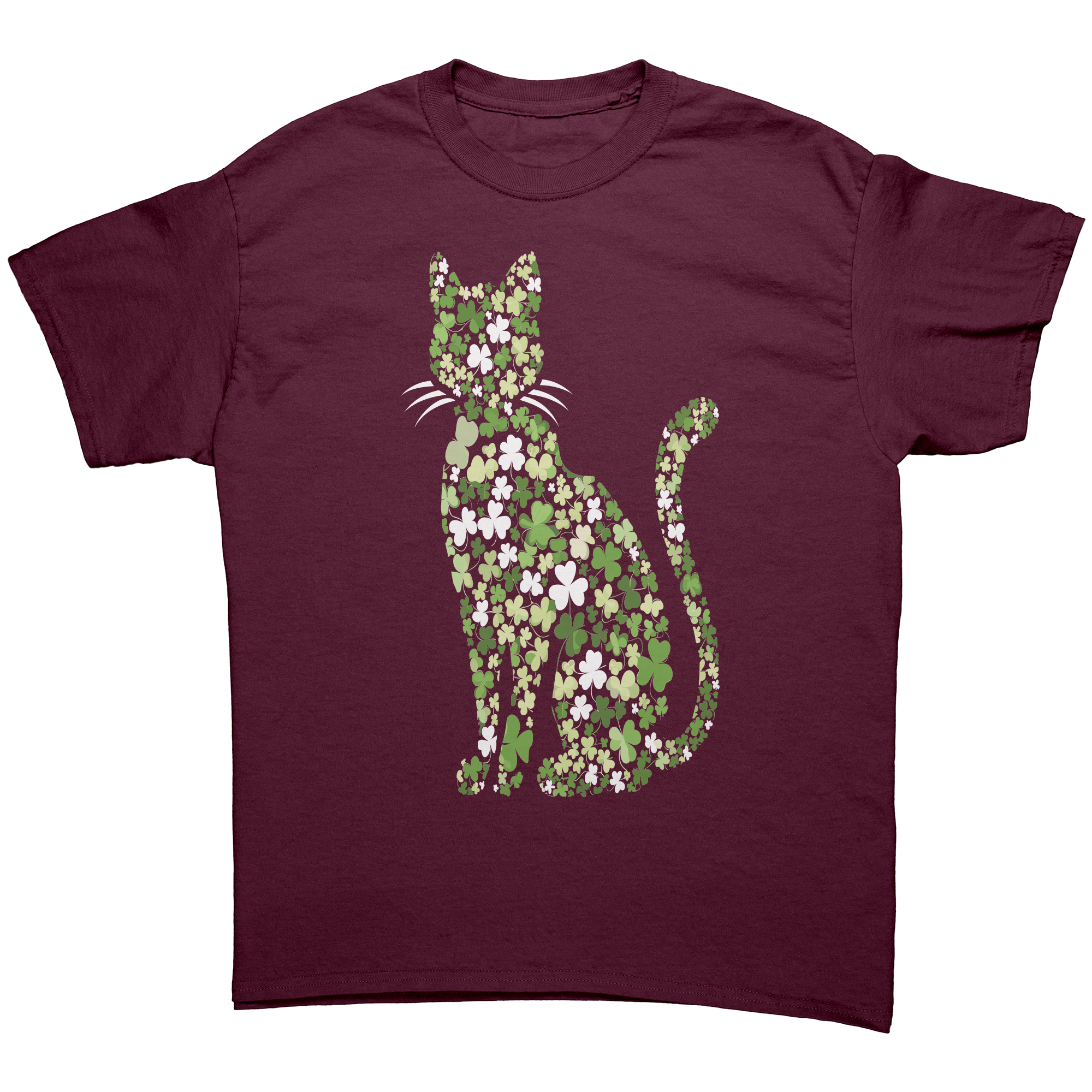 St_Patricks_Day_Shamrock_Cat_Unisex_Gi_Maroon_Front_Mockup.png