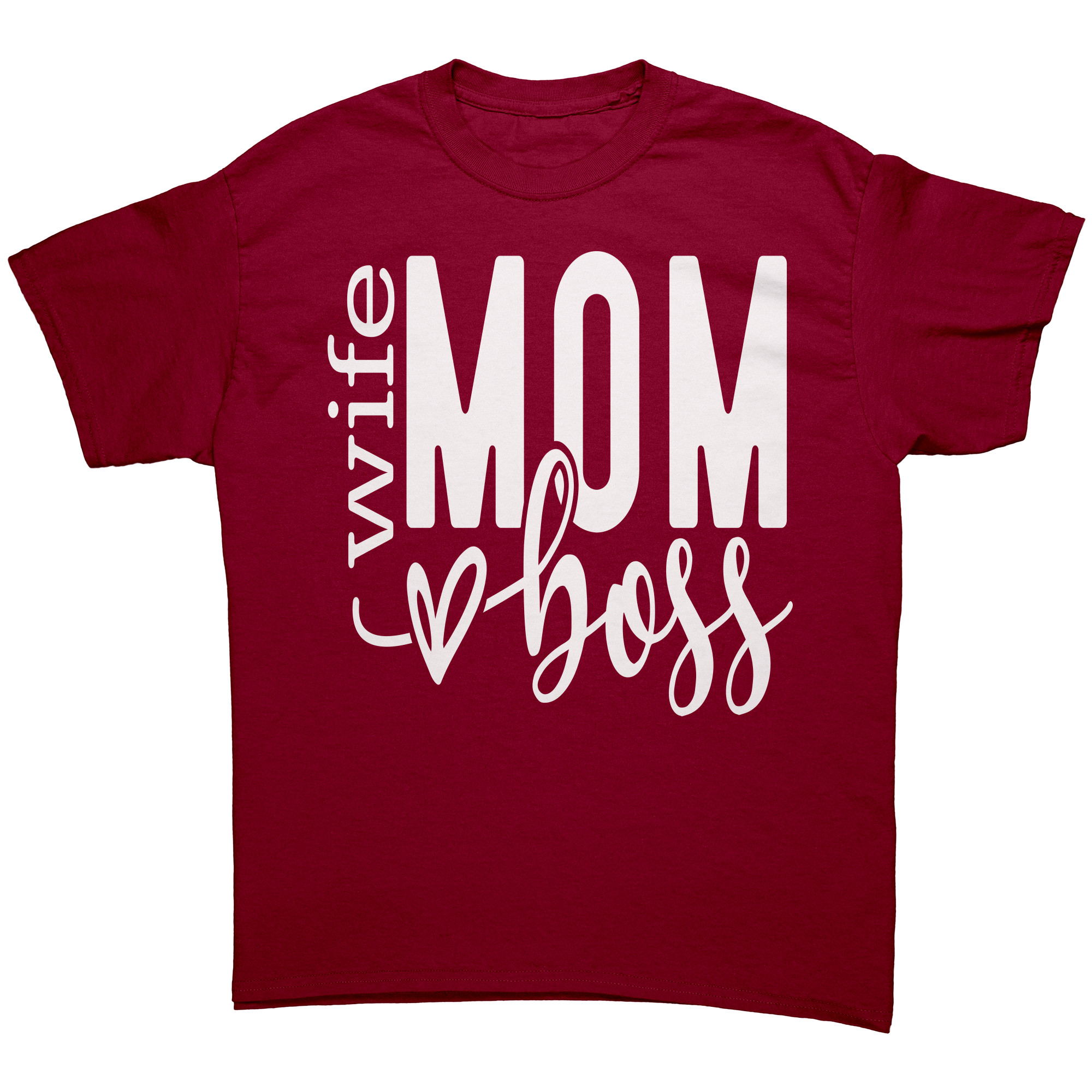 Wife_Mom_Boss_Unisex_Gildan_T-shirt_Cardinal_Red_Front_Mockup.png