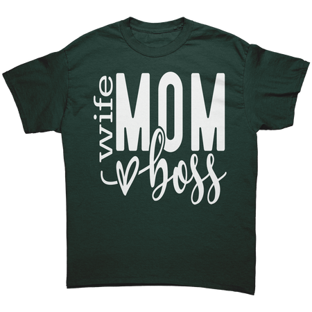 Wife_Mom_Boss_Unisex_Gildan_T-shirt_Forest_Green_Mockup.png
