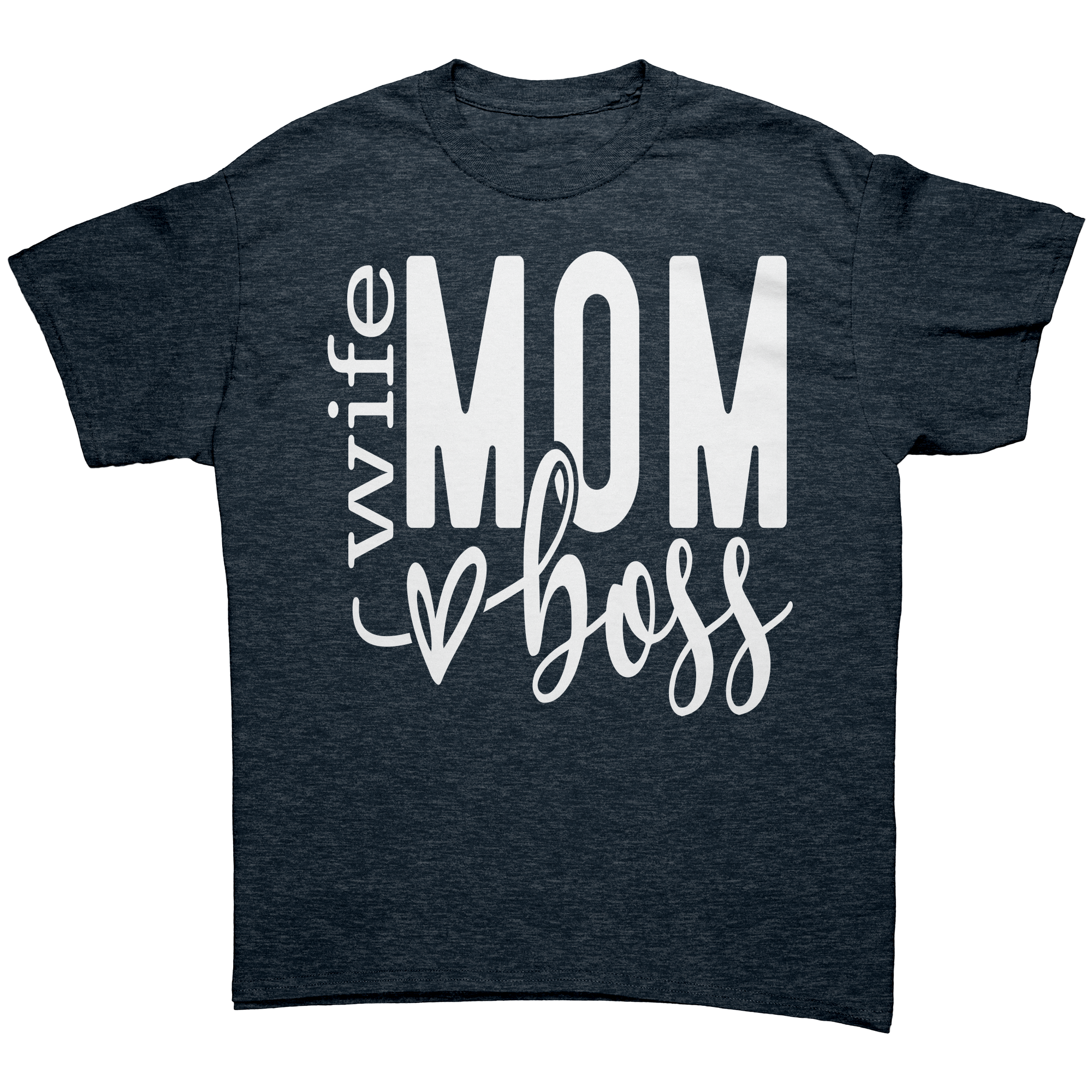 Wife_Mom_Boss_Unisex_Gildan_T-shirt_Heather_Navy_Front_Mockup.png