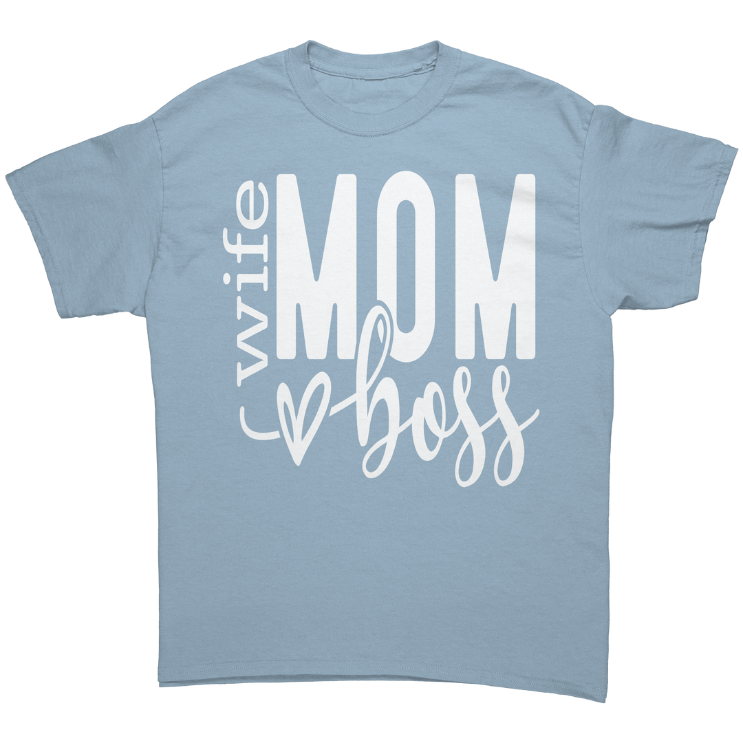 Wife_Mom_Boss_Unisex_Gildan_T-shirt_Light_Blue_Front_Mockup.png