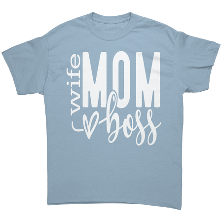Wife_Mom_Boss_Unisex_Gildan_T-shirt_Light_Blue_Front_Mockup.png