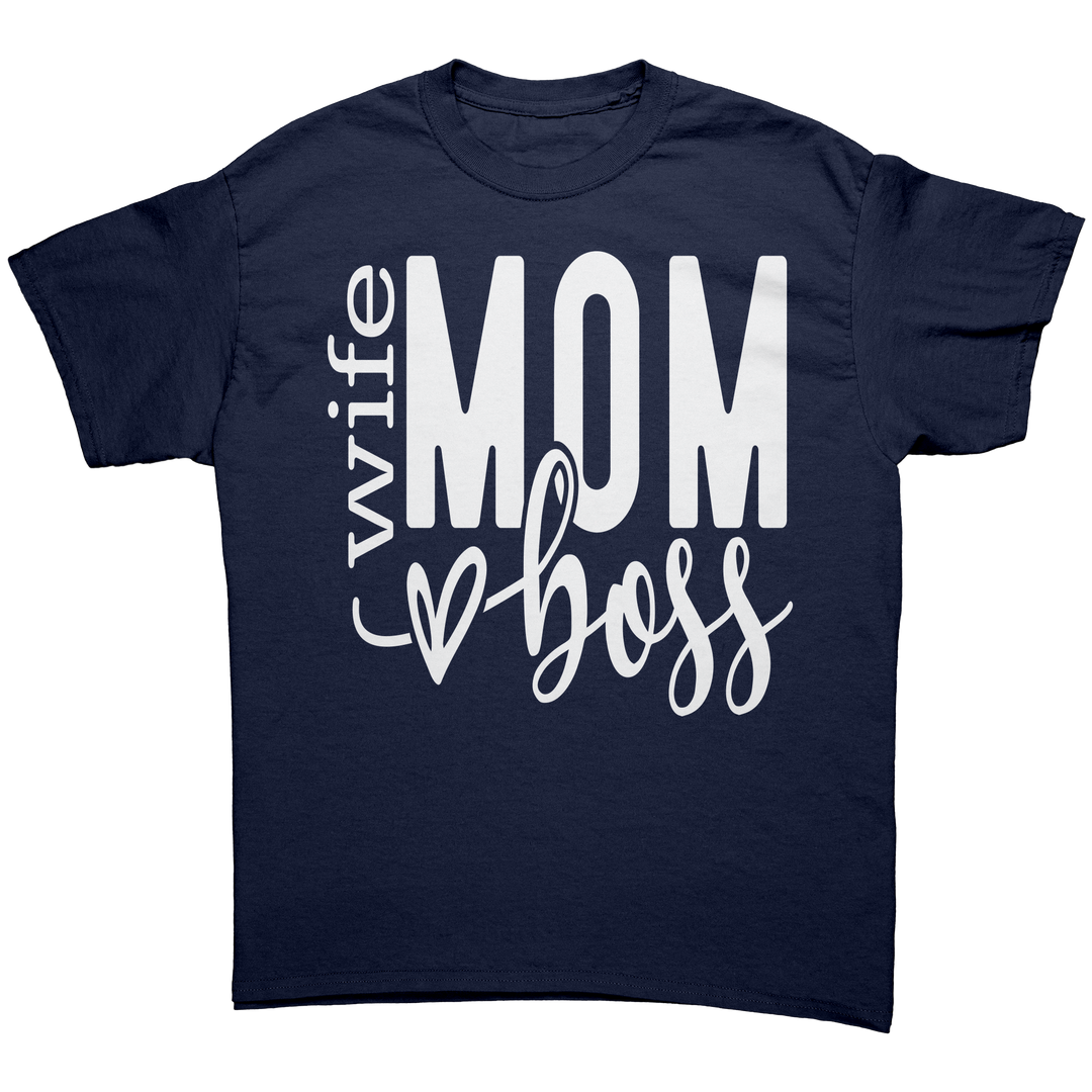 Wife_Mom_Boss_Unisex_Gildan_T-shirt_Navy_Front_Mockup.png